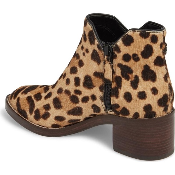 COLE HAAN Harrington Grand Genuine Calf Hair Bootie Leather Leopard Ankle Boots - Picture 4 of 9